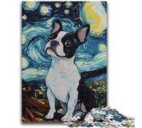 1000 Pieces Jigsaw Puzzles for Adults And Teens Starry Night Boston Terrier 1000 Pieces for Teenagers,deal As Gifts for The Whole Family for Ages 14+ (75x50cm)