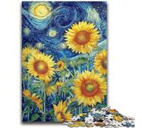 1000 Pieces Jigsaw Puzzles for Adults And Teens Starry Sky Sunflower Teenager Puzzles,Family Game Stress Reliever Difficult Challenge Suitable for Couples (50x75cm)