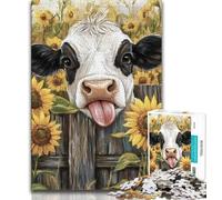 1000 Pieces Jigsaw Puzzles for Adults And Teens Sunflower Cow Puzzles for Teenagers,is Ideal As Gifts for The Whole Family for Age 14 26x38cm