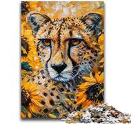 1000 Pieces Jigsaw Puzzles for Adults And Teens Sunflower Leopard for Age 14 Years And over Family Games Christmas Game Presents for Women 50x75cm