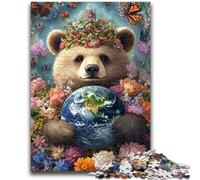 1000 Pieces Jigsaw Puzzles for Adults And Teens Teddy Bear Holding The Earth 1000 Piece Puzzle,Challenging Game for Is Ideal As A Gift for The Whole Family (75x50cm)