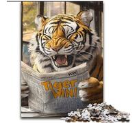 1000 Pieces Jigsaw Puzzles for Adults And Teens Tiger Reading A Newspaper, Game Toys Every Piece Is Unique - Challenging Family Fun Game for for Age 14 (Size 26x38cm)