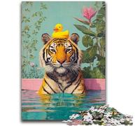 1000 Pieces Jigsaw Puzzles for Adults And Teens Tiger Taking A Bath 1000 Piece Jigsaw,for Challenging Toy Game And Family Play (38x26cm)