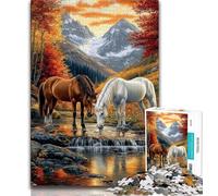 1000 Pieces Jigsaw Puzzles for Adults And Teens Two Horses Jigsaw,Learning Educational Toys Family Games Unique Birthday And Gifts (size 75x50cm)
