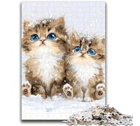 1000 Pieces Jigsaw Puzzles for Adults And Teens Two Kittens Toys Educational Games Stress Relieving Parent-child Interaction for Ages 14+ 26x38cm