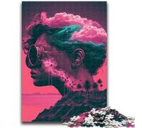 1000 Pieces Jigsaw Puzzles for Adults And Teens Vaporwave Aesthetics Stress Reliever Staycation Kill Time Wishlist with Santa Claus 50x75cm
