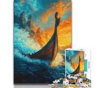 1000 Pieces Jigsaw Puzzles for Adults And Teens Viking Drakkar Boat,Fun Games Wall Decoration Unique Birthday And Xmas Gifts 38x26cm