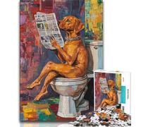 1000 Pieces Jigsaw Puzzles for Adults And Teens Vizsla on The Toilet Puzzles for Teenagers,with Matching Poster And Trivia Sheet for And Age 14 Years Up 75x50cm