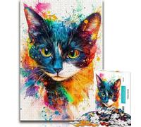 1000 Pieces Jigsaw Puzzles for Adults And Teens Watercolor Cat Teenager Puzzles,Fun Games Wall Decoration Unique Birthday And Xmas Gifts (size 38x26cm)