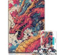 1000 Pieces Jigsaw Puzzles for Adults And Teens Watercolor Dragon,Stress Reliever Staycation Kill Time Home Decoration Toys (38x26cm)