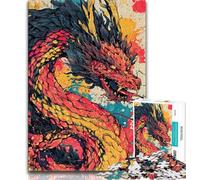 1000 Pieces Jigsaw Puzzles for Adults And Teens Watercolor Dragon,Stress Reliever Staycation Kill Time Home Decoration Toys (38x26cm)