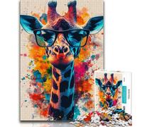1000 Pieces Jigsaw Puzzles for Adults And Teens Watercolor Giraffe,Learning Educational Toys Family Games Suitable for Desktop Decoration 38x26cm