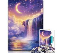 1000 Pieces Jigsaw Puzzles for Adults And Teens Waterfall in The Moonlight Adult Puzzles,Challenging Game Toys Wall Decoration Unique Birthday And Xmas Gifts 26x38cm