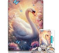 1000 Pieces Jigsaw Puzzles for Adults And Teens White Swan,Stress Reliever Staycation Kill Time with Matching Poster And Trivia Sheet (75x50cm)