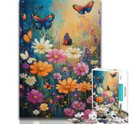 1000 Pieces Jigsaw Puzzles for Adults And Teens Wildflowers Butterflies Oil Painting,Stress Reliever Staycation Kill Time with Matching Poster And Trivia Sheet (38x26cm)