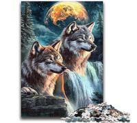 1000 Pieces Jigsaw Puzzles for Adults And Teens Wolf Under The Moon Stress Reliever Staycation Kill Time Wishlist with Santa Claus 26x38cm