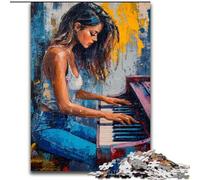 1000 Pieces Jigsaw Puzzles for Adults And Teens Woman Playing The Piano, Toys Educational Games Stress Relieving Wall Decoration (Size 50x75cm)