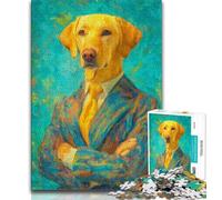 1000 Pieces Jigsaw Puzzles for Adults And Teens Yellow Labrador Oil Painting 1000 Piece Jigsaw,Birthday Present, Gifts, Wall Art for Ages 14+ (size 75x50cm)