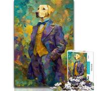 1000 Pieces Jigsaw Puzzles for Adults And Teens Yellow Labrador Oil Painting 1000 Pieces for Adults,Birthday Present, Gifts, Wall Art for Ages 14+ (size 38x26cm)