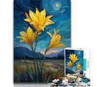 1000 Pieces Jigsaw Puzzles for Adults And Teens Yellow Lilies in The Night Sky Adult Puzzles,Challenging Game Toys Wall Decoration Unique Birthday And Xmas Gifts 26x38cm