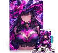 1000 Pieces Jigsaw Puzzles for Adults Anime Witch with Pink Hat Schwierig Schwer Geburtstagsgeschenk, Geschenke38x26cm