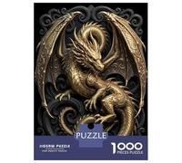 1000 Pieces Jigsaw Puzzles for Adults Art Deco Golden Dragon Jigsaws for Adults Brain Teaser Game Stress Reliever Birthday And Unique Gifts 70x50cm/1000pcs