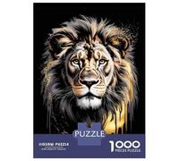 1000 Pieces Jigsaw Puzzles for Adults Aureate Sovereign - Lion’s Roar in Abstract Gold & Ebony Jigsaws for Adults Brain Teaser Game Stress Reliever Birthday And Unique Gifts 70x50cm/1000pcs