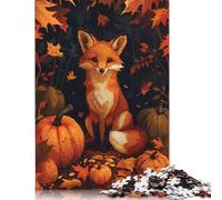 1000 Pieces Jigsaw Puzzles for Adults Autumn Fox Pumpkins Square Jigsaw Puzzles, for Adults And Teenager, Wooden Puzzles Home Art Decor 1000pcs (75x50cm)
