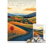 1000 Pieces Jigsaw Puzzles for Adults Autumn Landscape with River And Hills Practical Game Improve Memory Toy Wall Decor Christmas Birthday Gifts (38x26cm)