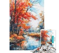 1000 Pieces Jigsaw Puzzles for Adults Autumnal River Whispers Adult Jigsaw Brain Teaser Game Stress Reliever Parent-child Interaction (Size 38x52cm)