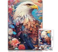 1000 Pieces Jigsaw Puzzles for Adults Bald Eagle Among Flowers Home Decoration DIY Toys for And 14 Years And over (size 50x75cm)