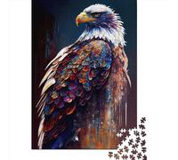 1000 Pieces Jigsaw Puzzles for Adults Bald Eagle Ink Painting Square Wooden Puzzles Unique Piece Puzzle Educational Fun Games Toys 1000pcs (75x50cm)
