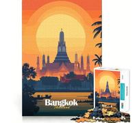 1000 Pieces Jigsaw Puzzles for Adults Bangkok Sunset Temple Exact Fit Game Mind Game Gift Free Play Game Birthday Mind Gift (38x26cm)