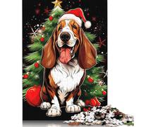 1000 Pieces Jigsaw Puzzles for Adults Basset Hound Christmas Square Jigsaw Puzzles, for Adults And Teenager, Wooden Puzzles Home Art Decor 1000pcs (75x50cm)