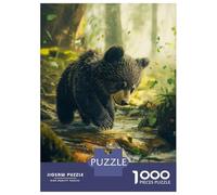 1000 Pieces Jigsaw Puzzles for Adults Bear Cub in A Forest Stream Jigsaws for Adults Brain Teaser Game Stress Reliever Birthday And Unique Gifts 70x50cm/1000pcs