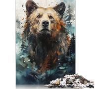 1000 Pieces Jigsaw Puzzles for Adults Bear Curiosity Square Jigsaw Puzzles, for Adults And Teenager, Wooden Puzzles Home Art Decor 38x26cm/1000pcs