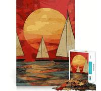 1000 Pieces Jigsaw Puzzles for Adults Beautiful Sailboats at Sunset Exact Fit Game Mind Game Gift Free Play Game Birthday Mind Gift (38x26cm)