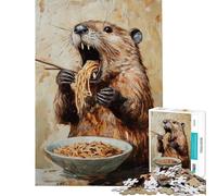 1000 Pieces Jigsaw Puzzles for Adults Beaver Noodle Feast- Challenging Game Toys Family Game for The Whole Family Birthday Gifts (size 38x26cm)