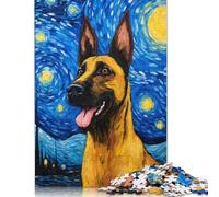 1000 Pieces Jigsaw Puzzles for Adults Belgian Malinois Night Puzzle Sets for Family Paper Puzzles Brain Challenge Puzzle 1000pcs (38x26cm)