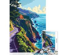 1000 Pieces Jigsaw Puzzles for Adults Big Sur Beach Coast Art Enjoy Peaceful Family Home Time Heartfelt Idea (50x75cm)