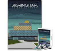 1000 Pieces Jigsaw Puzzles for Adults Birmingham Travel Poster Educational Family Game Difficult Hard Gift For Birthdays Size 38x52cm
