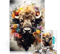 1000 Pieces Jigsaw Puzzles for Adults Bison Floral Hues pädagogische Herausforderung Heimdekoration Spielzeug75x50cm