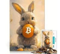 1000 Pieces Jigsaw Puzzles for Adults Bitcoin Bunny Crypto Rabbit Exact Fit Game Mind Game Gift Free Play Game Birthday Mind Gift (38x52cm)