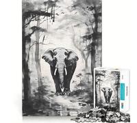 1000 Pieces Jigsaw Puzzles for Adults Black And White Elephant Exact Fit Game Mind Game Gift Free Play Game Birthday Mind Gift (50x75cm)