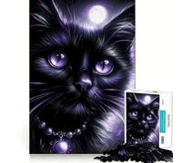 1000 Pieces Jigsaw Puzzles for Adults Black Cat And Purple Eyes Exact Fit Game Mind Game Gift Free Play Game Birthday Mind Gift (50x75cm)