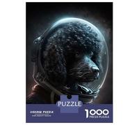 1000 Pieces Jigsaw Puzzles for Adults Black Poodle Astronaut Jigsaws for Adults Brain Teaser Game Stress Reliever Birthday And Unique Gifts 70x50cm/1000pcs