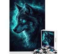 1000 Pieces Jigsaw Puzzles for Adults Blue-Eyed Wolf Mystique Brain Teaser Game For Family Fun Home Decoration Toys Christmas Birthday Gifts (52X38cm)