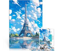 1000 Pieces Jigsaw Puzzles for Adults Blue Skies Paris pädagogische Herausforderung mit passendem Poster und Quizblatt75x50cm