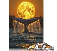 1000 Pieces Jigsaw Puzzles for Adults Blue Whale Tail Moon Humpback Whale Square Jigsaw Puzzles, for Adults And Teenager, Wooden Puzzles Home Art Decor 1000pcs (75x50cm)