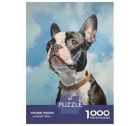 1000 Pieces Jigsaw Puzzles for Adults Boston Terrier Jigsaws for Adults Brain Teaser Game Stress Reliever Birthday And Unique Gifts 38x26cm/1000pcs